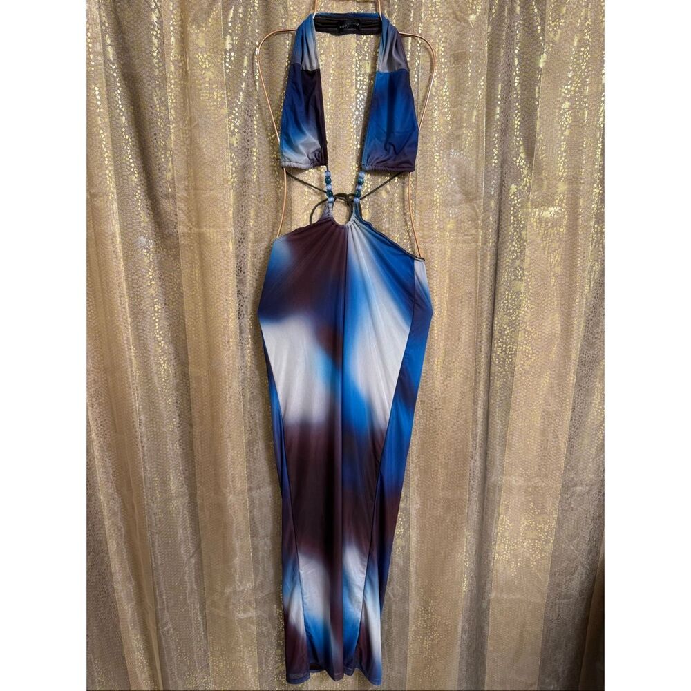 White Fox Perfect For Me Maxi Dress Midnight Mirage Blue Cutout Small - Picture 3 of 10